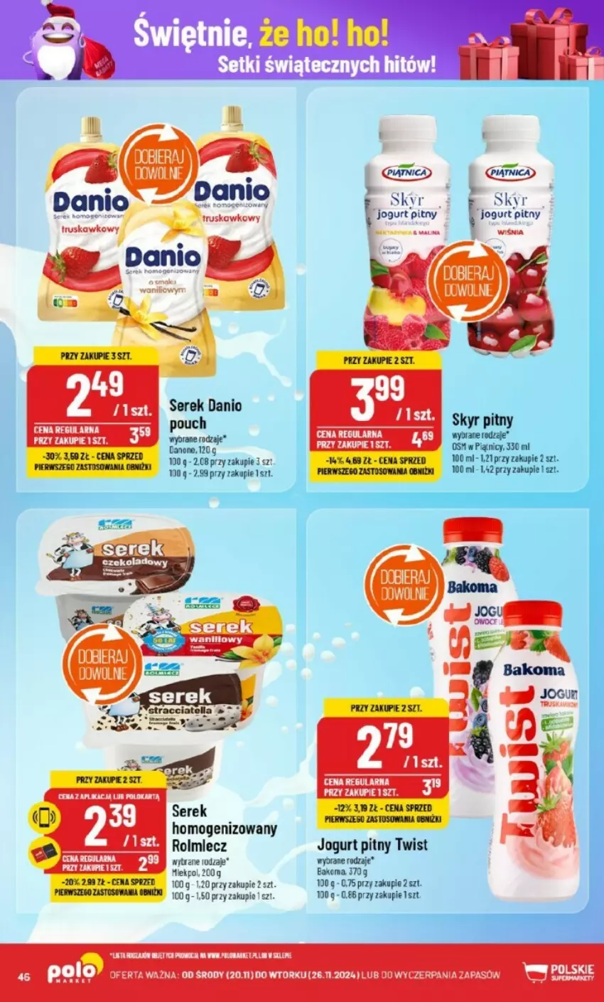 Gazetka promocyjna PoloMarket - ważna 20.11 do 26.11.2024 - strona 41 - produkty: Bakoma, Danio, Fa, Jogurt, Jogurt pitny, Rolmlecz, Ser, Serek