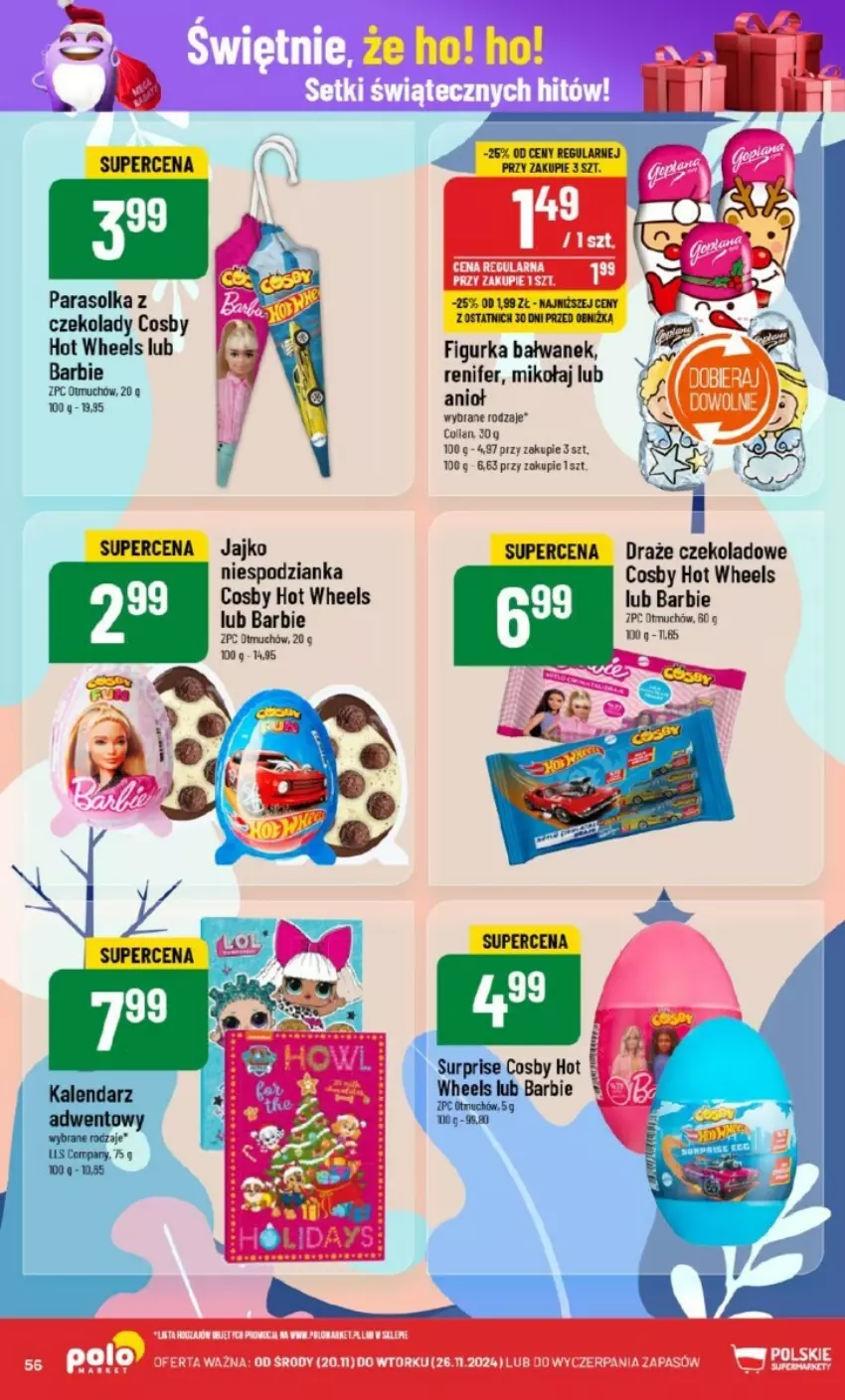 Gazetka promocyjna PoloMarket - ważna 20.11 do 26.11.2024 - strona 52 - produkty: Barbie, Figurka bałwan, Hot Wheels, Parasol, Renifer