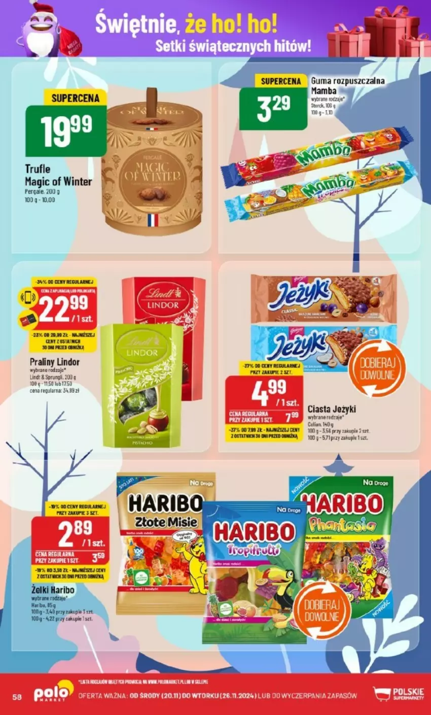 Gazetka promocyjna PoloMarket - ważna 20.11 do 26.11.2024 - strona 54 - produkty: Gala, Jeżyki, Lindor, Lindt, Praliny