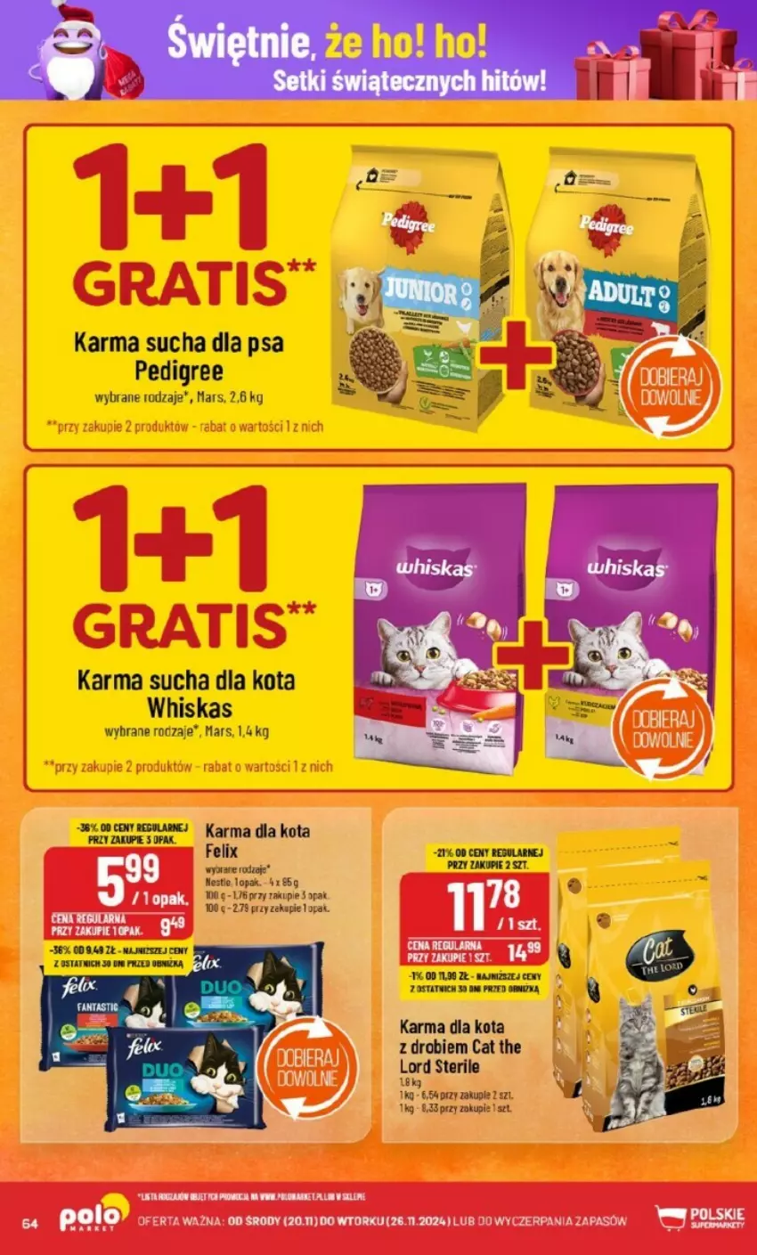 Gazetka promocyjna PoloMarket - ważna 20.11 do 26.11.2024 - strona 61 - produkty: Felix, Gra, Mars, Pedigree, Whiskas