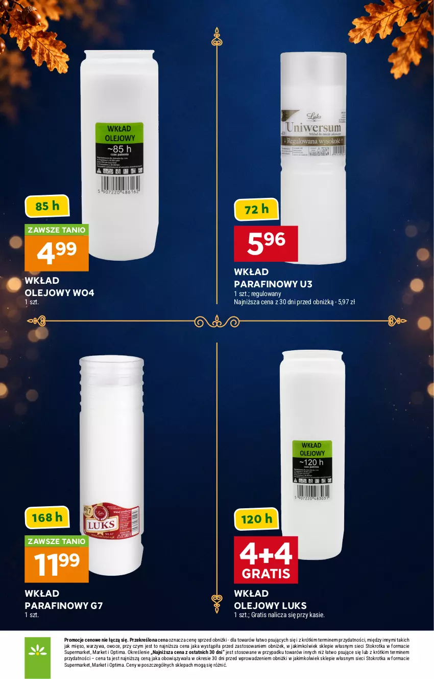 Gazetka promocyjna Stokrotka - Katalog Znicze - ważna 15.10 do 04.11.2026 - strona 11 - produkty: Gra, Mięso, Olej, Optima, Owoce, Warzywa, Wkład olejowy