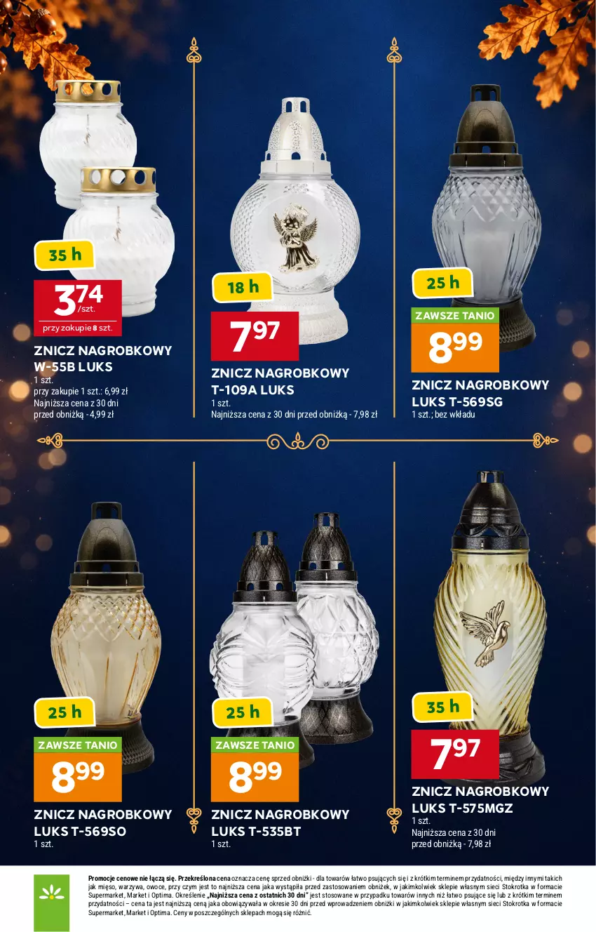 Gazetka promocyjna Stokrotka - Katalog Znicze - ważna 15.10 do 04.11.2026 - strona 4 - produkty: Mięso, Optima, Owoce, Warzywa, Znicz