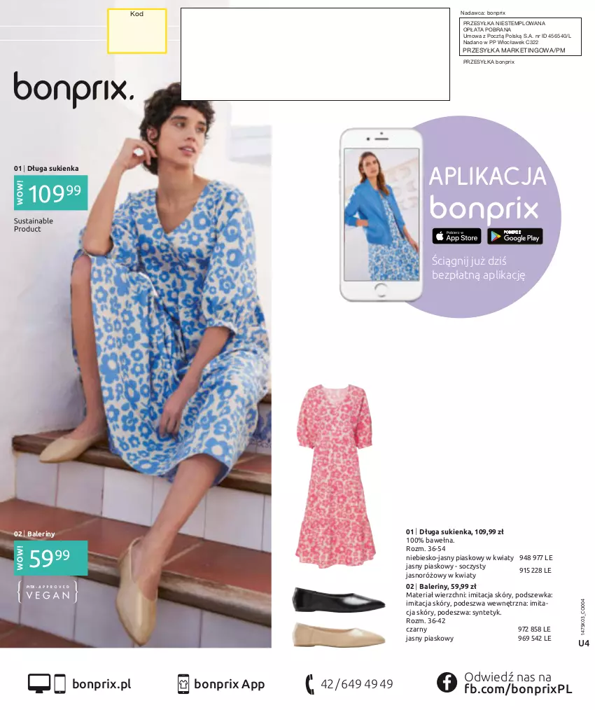 Gazetka promocyjna Bonprix - PASTELOWY LOOK - ważna 06.03 do 06.09.2023 - strona 100 - produkty: Baleriny, Sukienka, Wełna