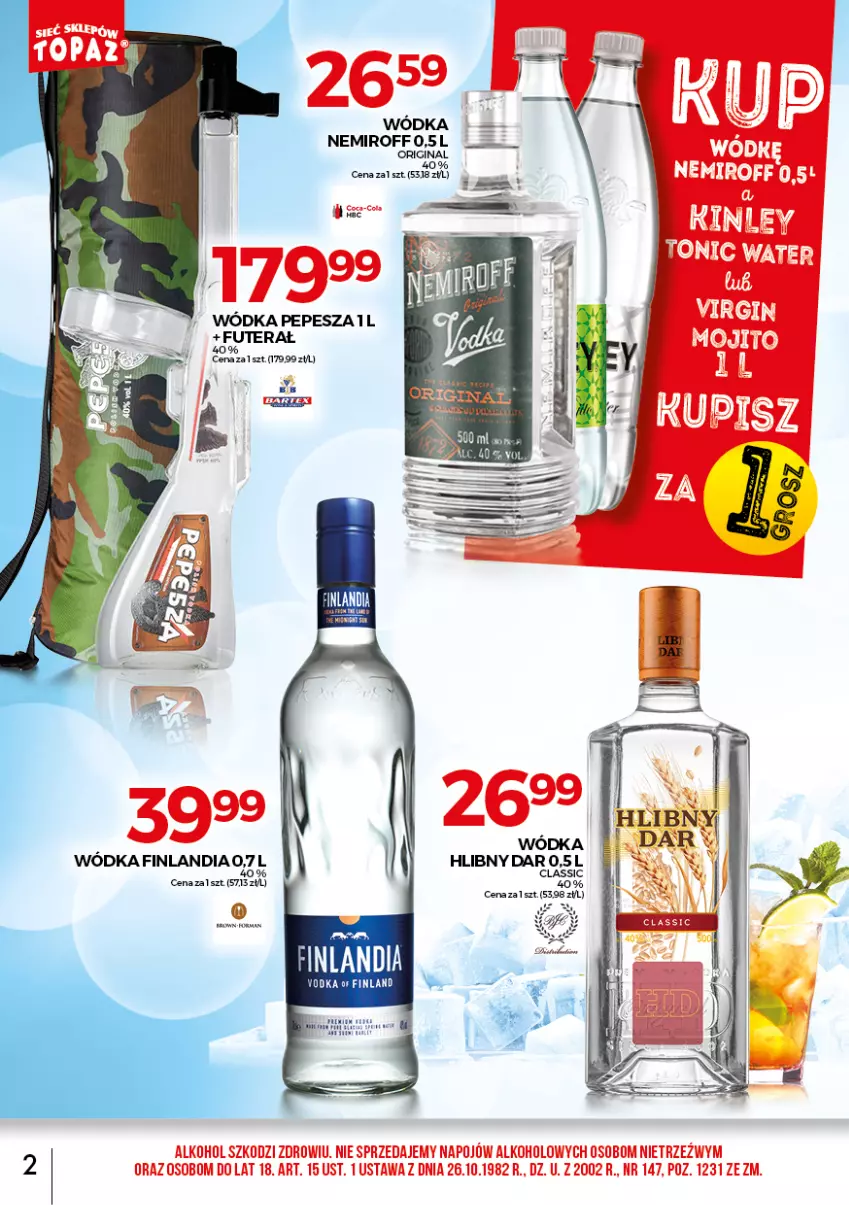 Gazetka promocyjna Topaz - Gazetka - ważna 01.08 do 31.08.2021 - strona 2 - produkty: Finlandia, Gin, Tera, Wódka
