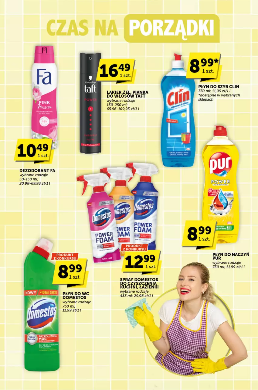 Gazetka promocyjna ABC - ważna 05.09 do 17.09.2024 - strona 29 - produkty: Clin, Dezodorant, Domestos, Fa, Lakier, Pianka do włosów, Płyn do szyb, Pur, Taft