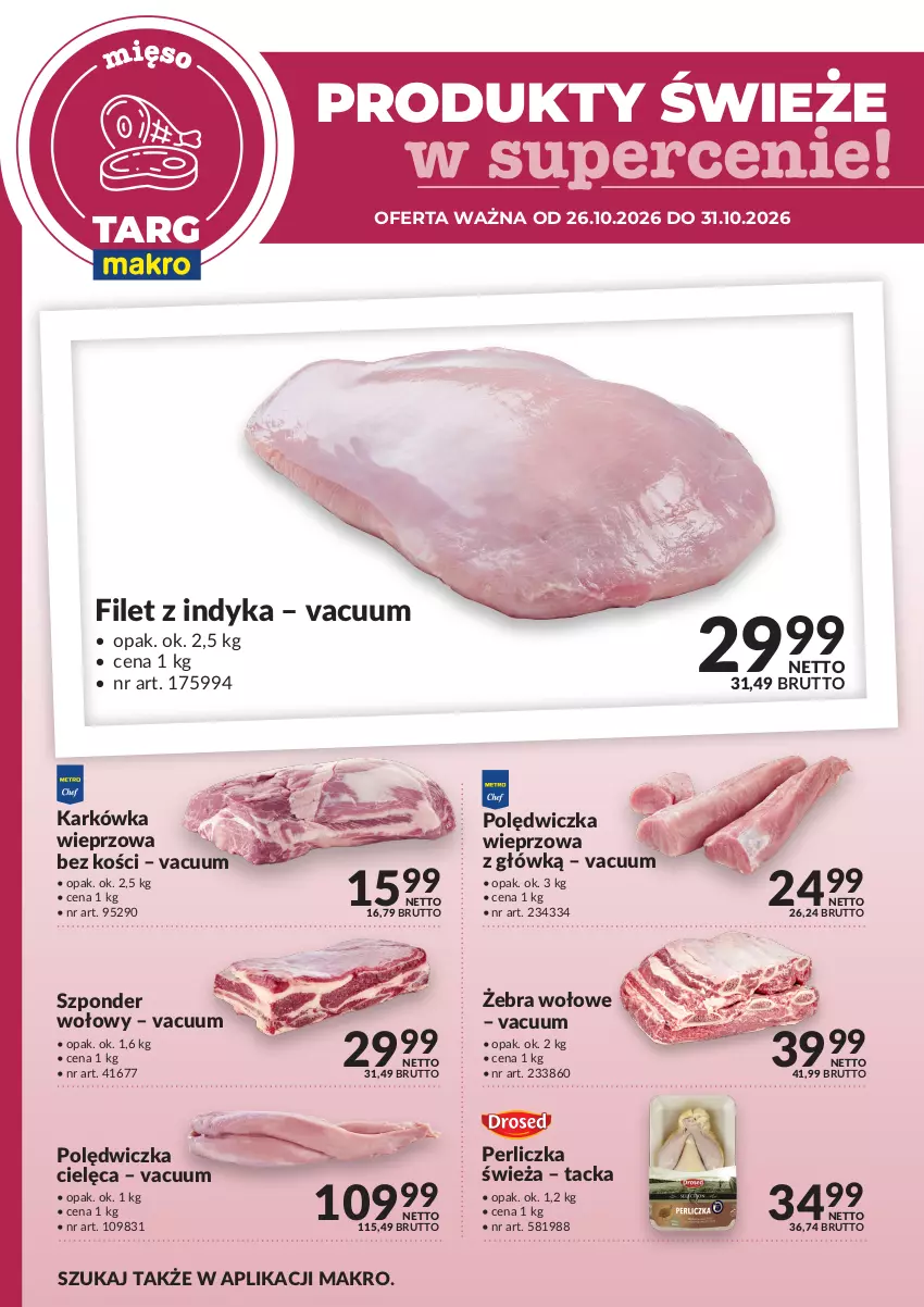 Gazetka promocyjna Makro - Targ MAKRO - oferta świeża w super cenach! - ważna 26.10 do 31.10.2026 - strona 1 - produkty: Karkówka wieprzowa, Perliczka, Polędwiczka wieprzowa, Szponder wołowy