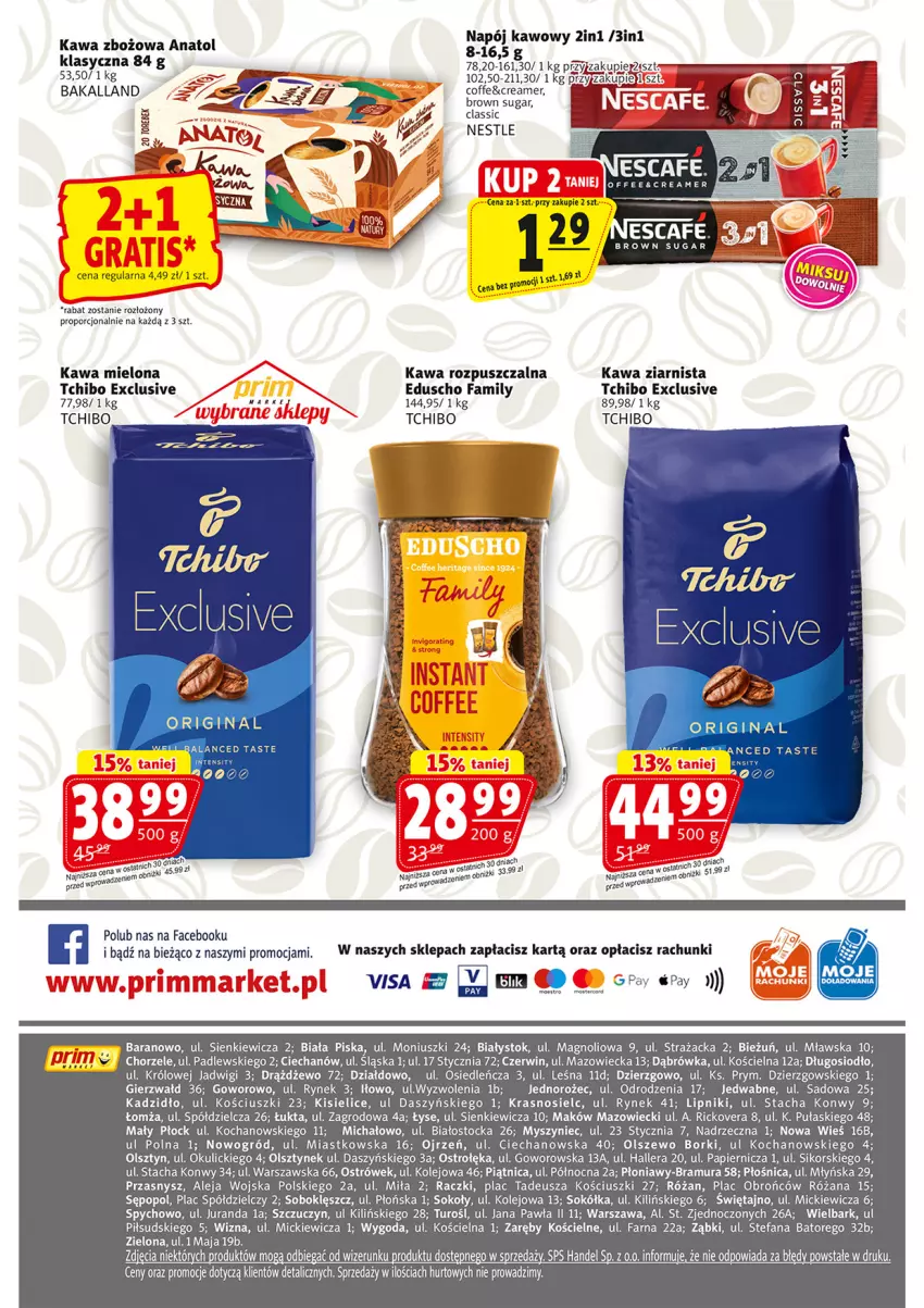 Gazetka promocyjna Prim Market - ważna 24.07 do 30.07.2025 - strona 16 - produkty: Bakalland, Fa, Gin, Jednorożec, Kawa, Kawa mielona, Kawa rozpuszczalna, Kawa zbożowa, Kawa ziarnista, Kisiel, Koc, Mysz, Napój, Ogród, Olej, Papier, Piątnica, Por, Róża, Sok, Sokół, Stock, Tchibo