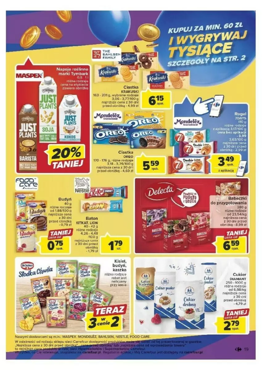 Gazetka promocyjna Carrefour - ważna 26.09 do 30.09.2023 - strona 11 - produkty: Babeczki, Budyń, Ciastka, Cukier, Diamant, Fa, Kisiel, Krakus, Krakuski, Napoje, Rogal