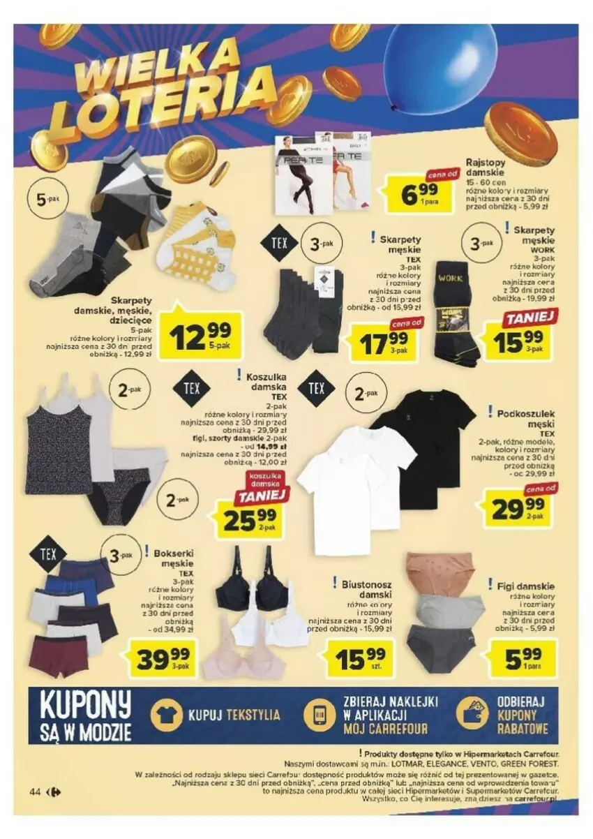 Gazetka promocyjna Carrefour - ważna 26.09 do 30.09.2023 - strona 39 - produkty: Biustonosz, Bokserki, Dzieci, Fa, Figi, Karp, Klej, Kosz, Koszulka, Por, Rajstopy, Ser, Szorty, Top