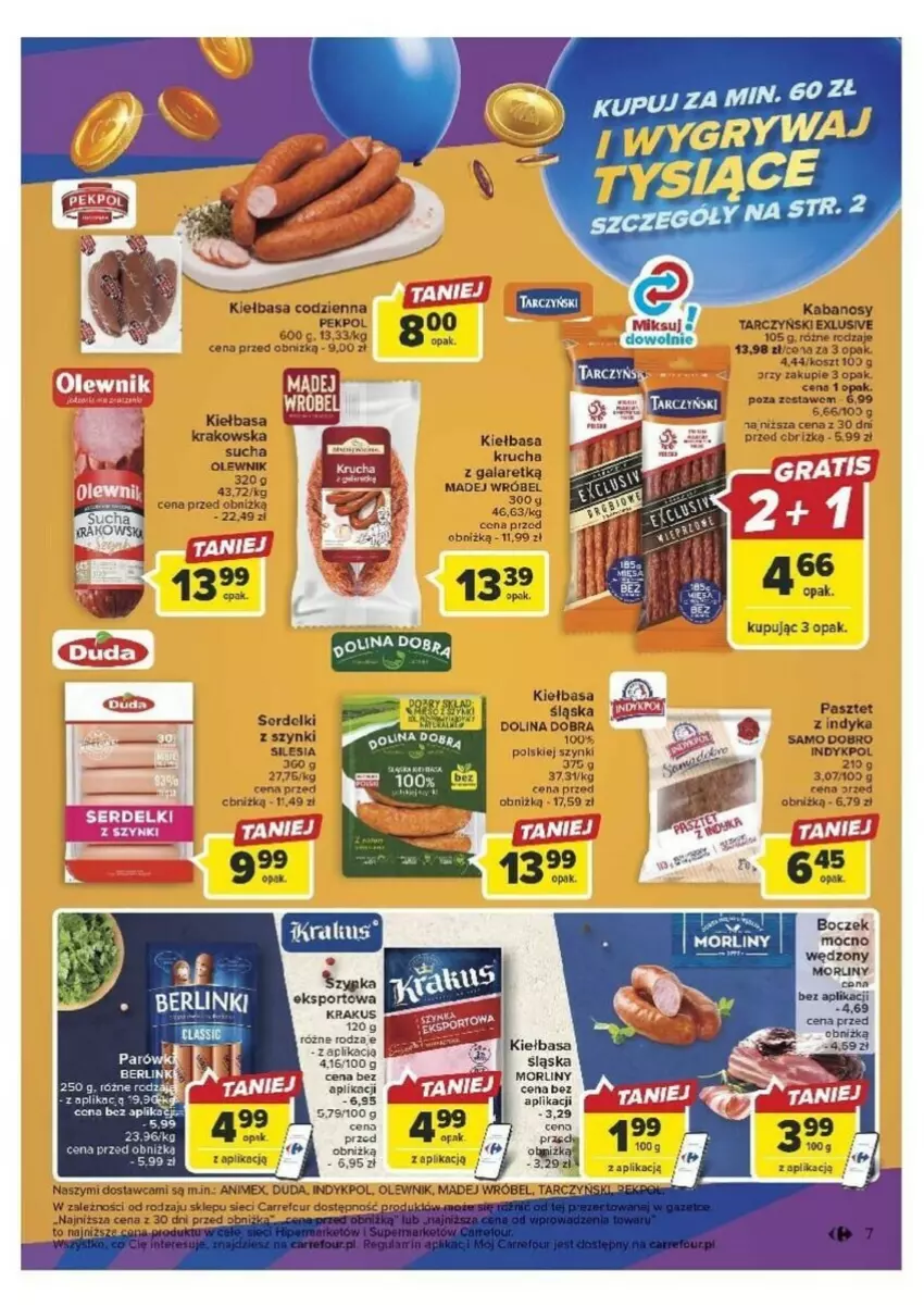 Gazetka promocyjna Carrefour - ważna 26.09 do 30.09.2023 - strona 49 - produkty: Boczek, Duda, Fa, Gala, Kabanos, Kiełbasa, Kosz, Krakus, Morliny, Olewnik, Pasztet, Pekpol, Por, Sport, Tarczyński