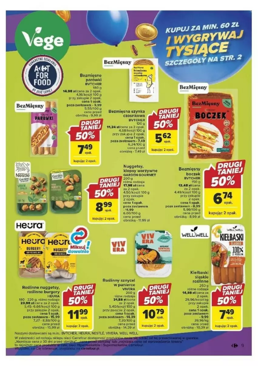 Gazetka promocyjna Carrefour - ważna 26.09 do 30.09.2023 - strona 51 - produkty: Boczek, Burger, Kiełbaski śląskie, Koc, Kosz, Parówki, Por, Szynka, Urgo