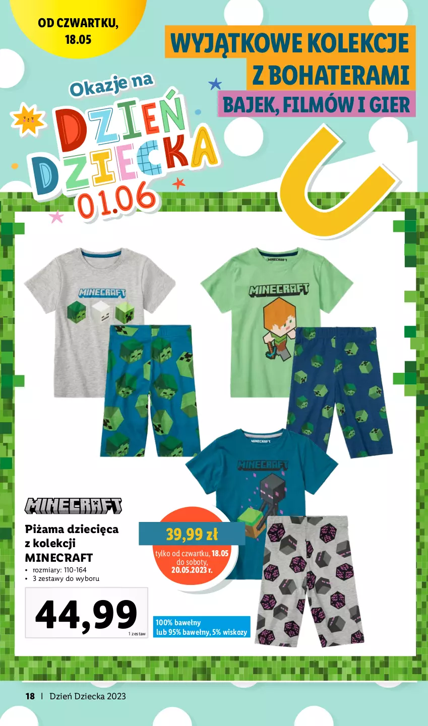 Gazetka promocyjna Lidl - KATALOG DZIEŃ DZIECKA - ważna 08.05 do 01.06.2023 - strona 18 - produkty: Dzieci, Minecraft, Piżama, Tera