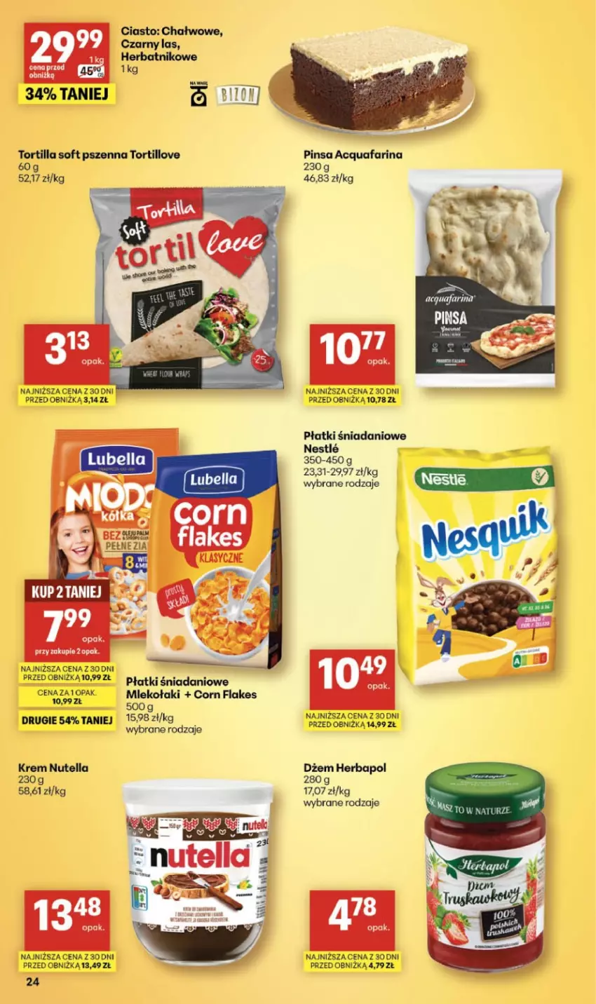 Gazetka promocyjna Delikatesy Centrum - Franczyza DC06 Czwartek - ważna 05.02 do 11.02.2026 - strona 24 - produkty: Corn flakes, Danio, Dżem, Fa, Herbapol, Mleko, Nutella, Tortilla, Woda