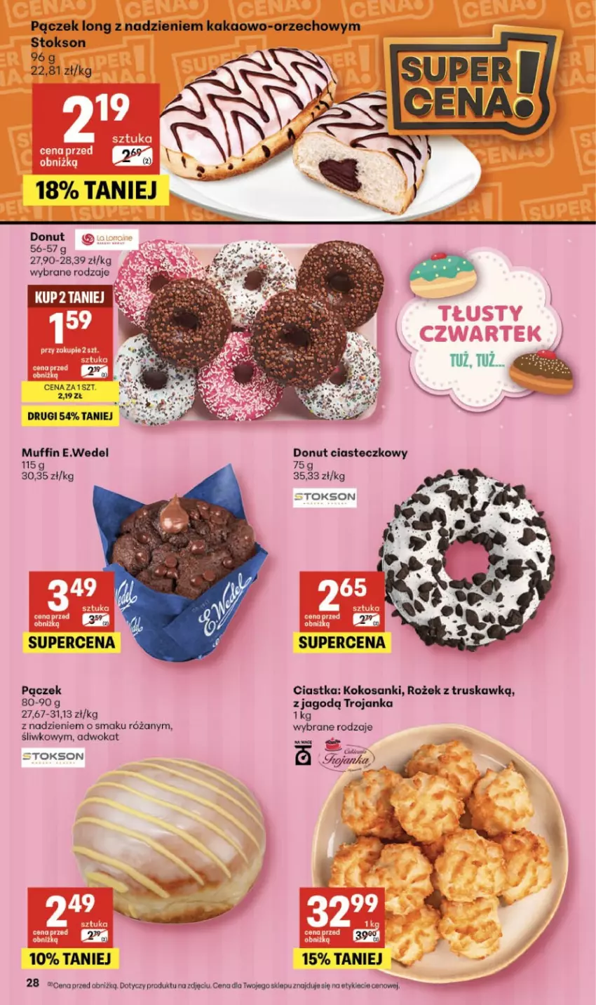 Gazetka promocyjna Delikatesy Centrum - Franczyza DC06 Czwartek - ważna 05.02 do 11.02.2026 - strona 28 - produkty: Ciastka, Donut, Kakao, Kokos, Pączek, Róża, Sanki