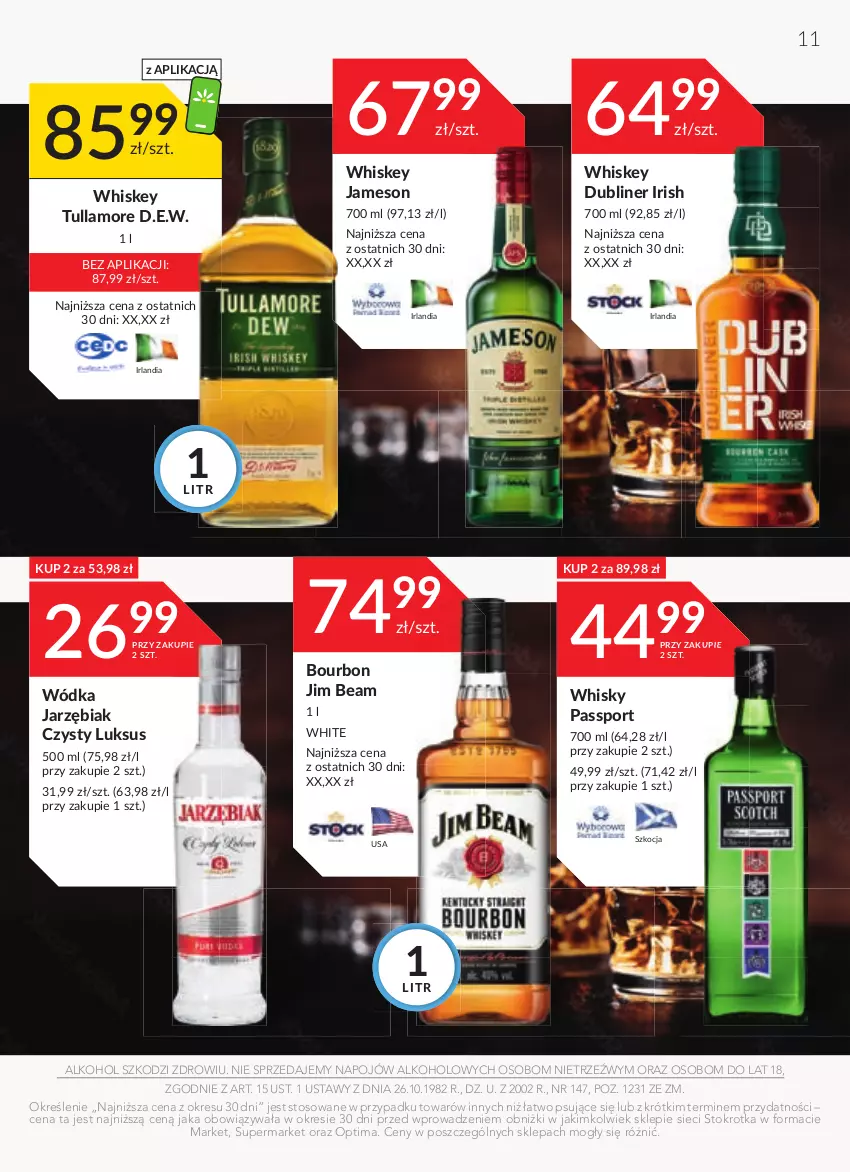 Gazetka promocyjna Stokrotka - Jesienne inspiracje - ważna 12.10 do 25.10.2023 - strona 11 - produkty: Bourbon, Jameson, Jim Beam, Koc, Optima, Por, Sport, Whiskey, Whisky, Wódka