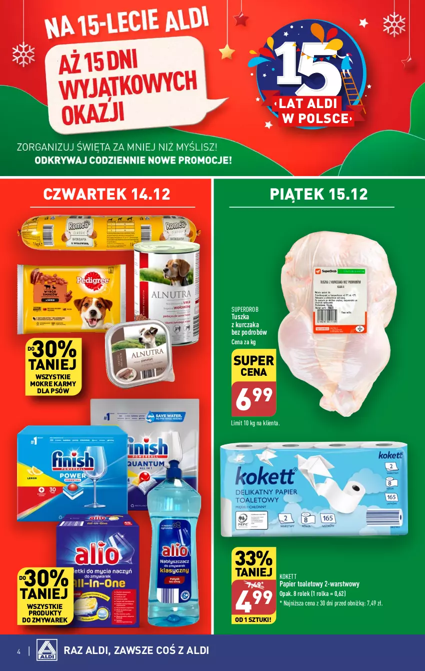 Gazetka promocyjna Aldi - Pełna oferta - ważna 11.12 do 17.12.2023 - strona 4 - produkty: Kurczak, Papier, Papier toaletowy, Produkty do zmywarek, Tusz