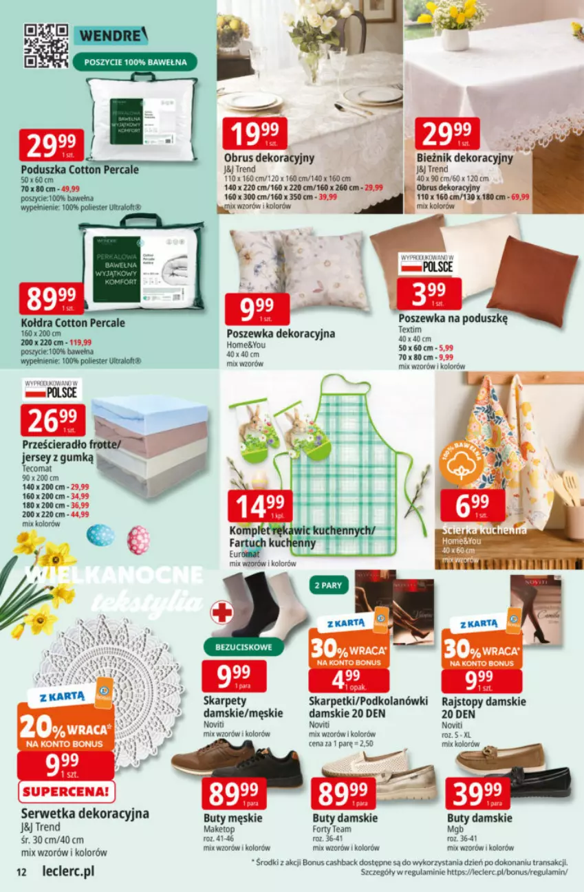 Gazetka promocyjna E Leclerc - ważna 17.03 do 29.03.2026 - strona 44 - produkty: Buty, Karp, Kołdra, LANA, Obrus, Poszewka, Ser