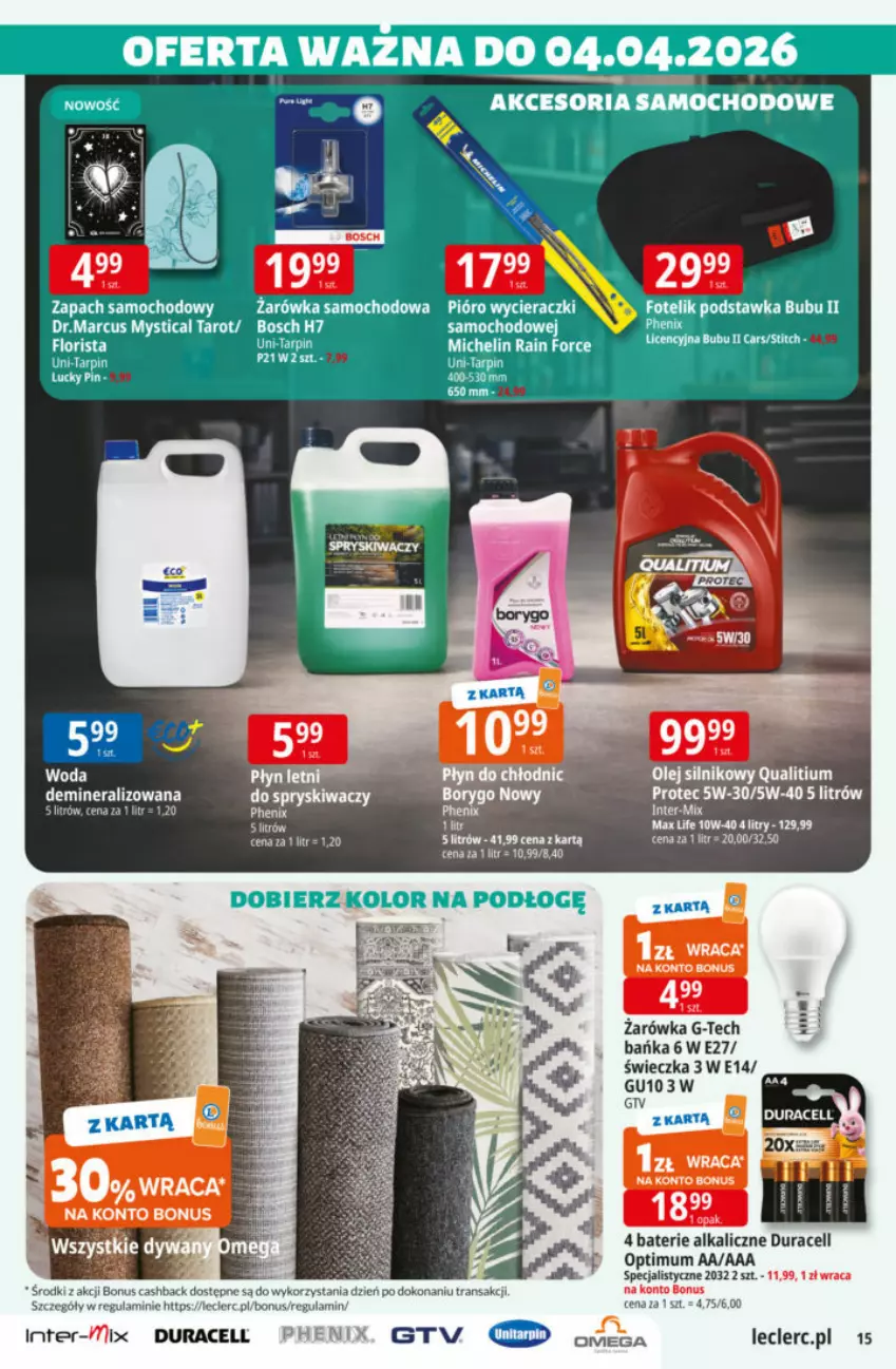 Gazetka promocyjna E Leclerc - ważna 17.03 do 29.03.2026 - strona 47 - produkty: Baterie alkaliczne, Bosch, Duracell, Olej, Olej silnikowy