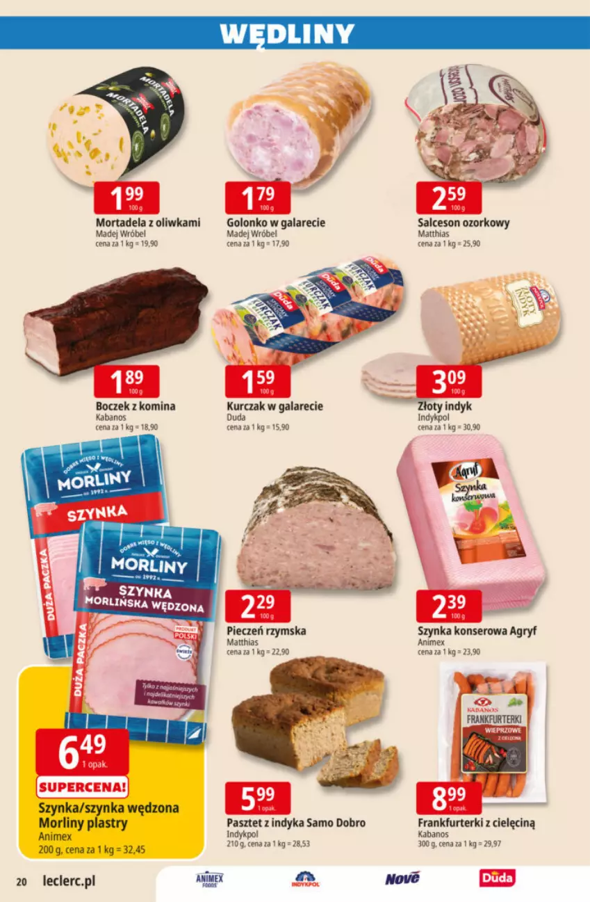 Gazetka promocyjna E Leclerc - ważna 17.03 do 29.03.2026 - strona 52 - produkty: Boczek, Duda, Gala, Gry, Kabanos, Kurczak, Madej Wróbel, Pasztet, Pasztet z indyka, Piec, Pieczeń rzymska, Ser, Szynka