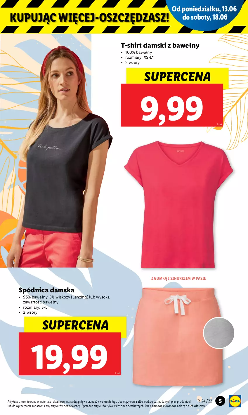 Gazetka promocyjna Lidl - GAZETKA - ważna 13.06 do 18.06.2022 - strona 5 - produkty: Sok, Spódnica, T-shirt