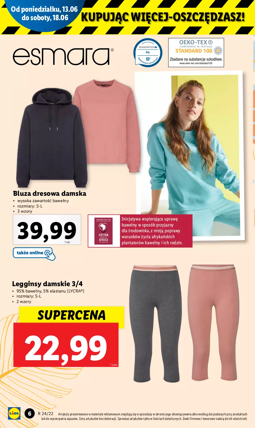 Gazetka promocyjna Lidl - GAZETKA - ważna 13.06 do 18.06.2022 - strona 6 - produkty: Bluza, Bluza dresowa, Dres, Gin, Legginsy, Sok