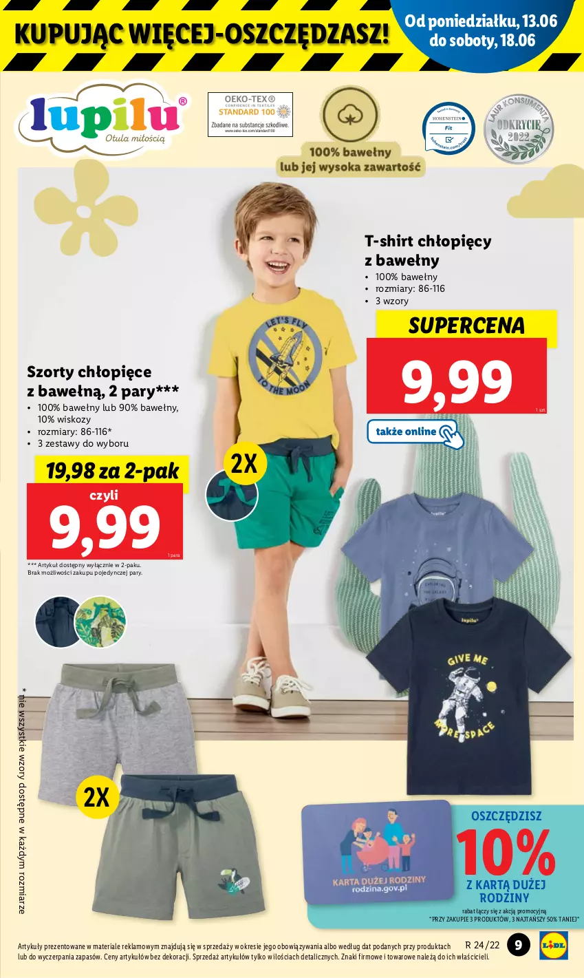 Gazetka promocyjna Lidl - GAZETKA - ważna 13.06 do 18.06.2022 - strona 9 - produkty: Szorty, T-shirt