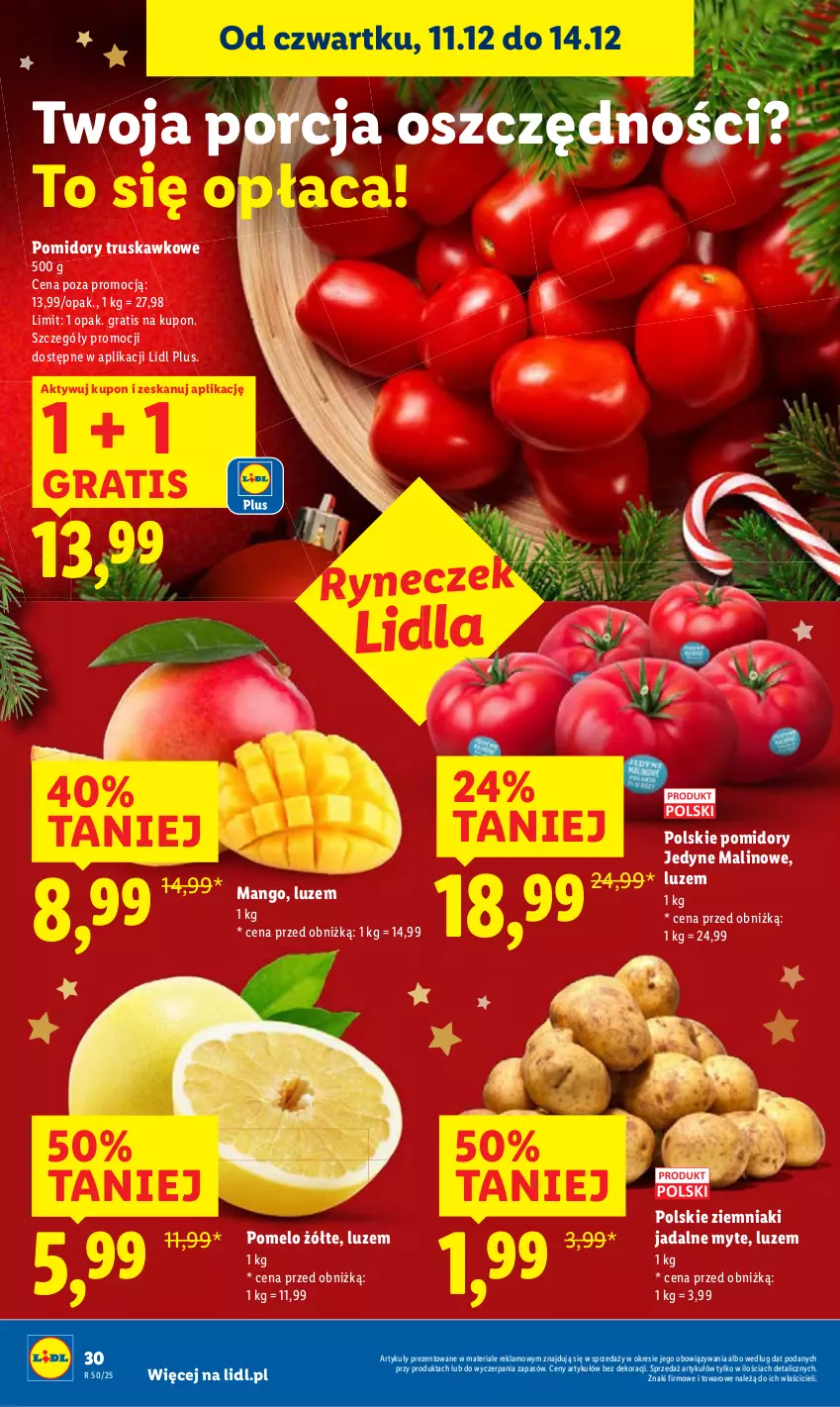 Gazetka promocyjna Lidl - GAZETKA - ważna 11.12 do 14.12.2025 - strona 30 - produkty: Gra, Mango, Pomelo, Pomidory, Ziemniaki