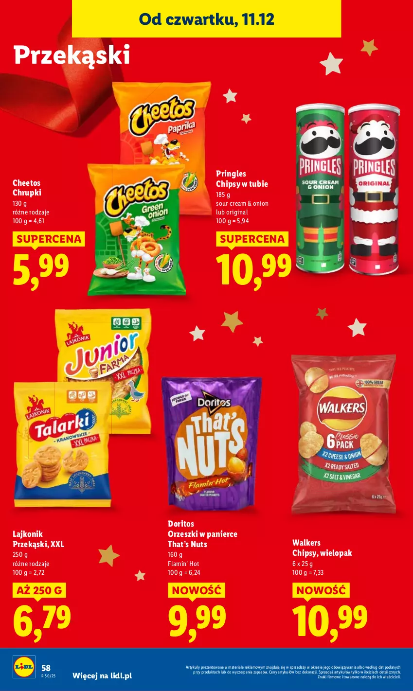 Gazetka promocyjna Lidl - GAZETKA - ważna 11.12 do 14.12.2025 - strona 58 - produkty: Cheetos, Chrupki, Pringles