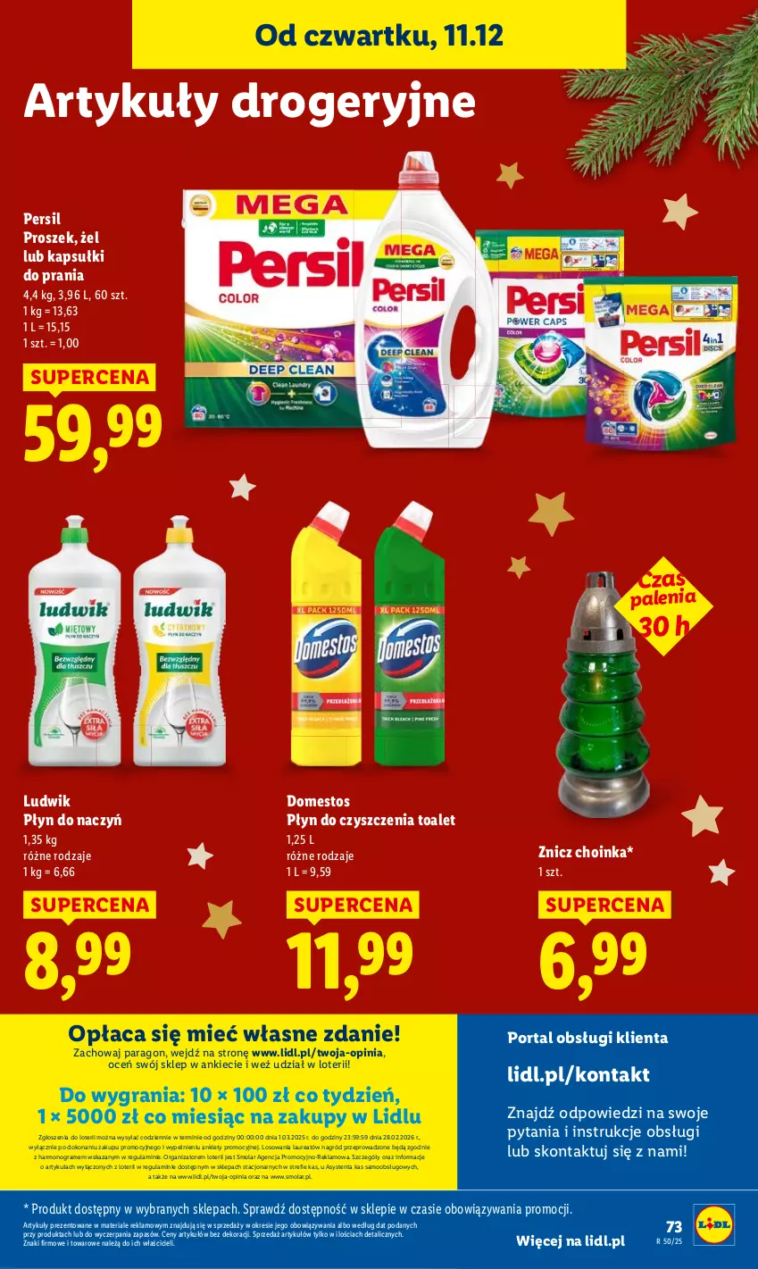 Gazetka promocyjna Lidl - GAZETKA - ważna 11.12 do 14.12.2025 - strona 73 - produkty: Choinka, Domestos, Gra, Inka, Laur, Mola, Persil, Znicz