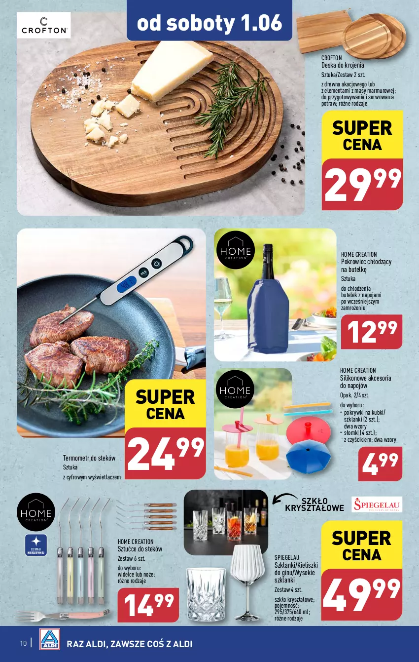 Gazetka promocyjna Aldi - Artykuły przemysłowe i tekstylia - ważna 29.05 do 01.06.2024 - strona 10 - produkty: Deska do krojenia, Gin, Lanki, Noż, Pokrowiec, Ser, Sok, Stek, Termometr