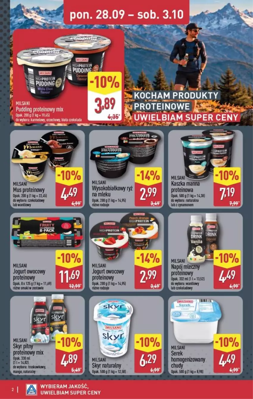 Gazetka promocyjna Aldi - Produkty proteinowe - ważna 28.09 do 03.10.2026 - strona 2 - produkty: Fa, Jogurt, Jogurt owocowy, Mus, Ryż, Sok