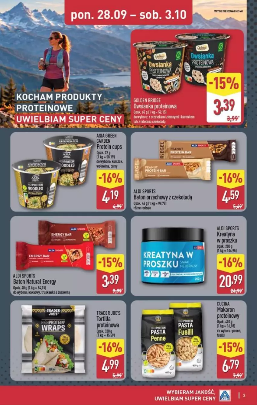 Gazetka promocyjna Aldi - Produkty proteinowe - ważna 28.09 do 03.10.2026 - strona 3 - produkty: Baton, HP, Kakao, Mus, Por, Sport, Tortilla
