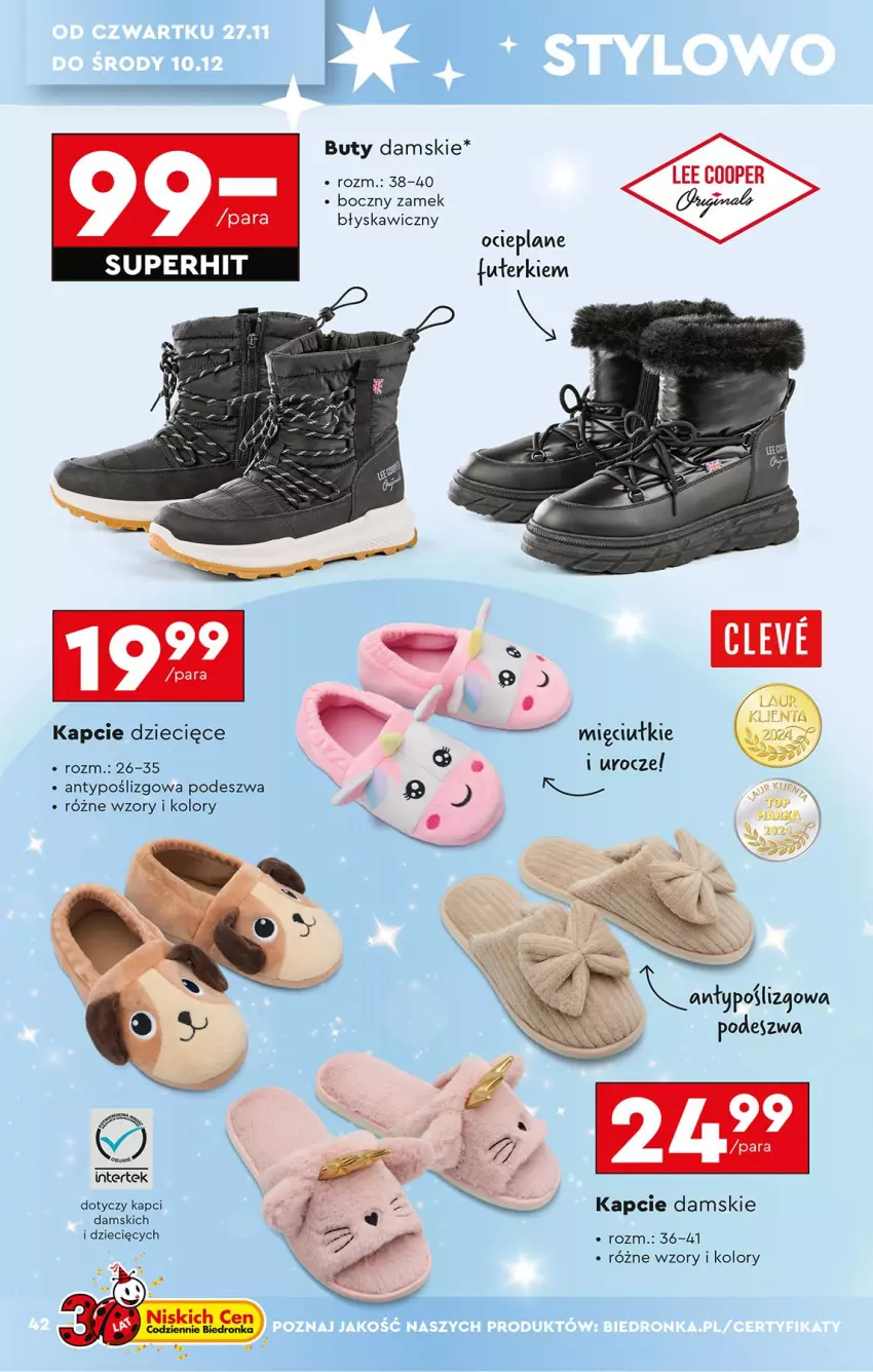 Gazetka promocyjna Biedronka - Okazje Tygodnia - ważna 22.11 do 06.12.2025 - strona 44 - produkty: Buty, Dzieci, Kapcie