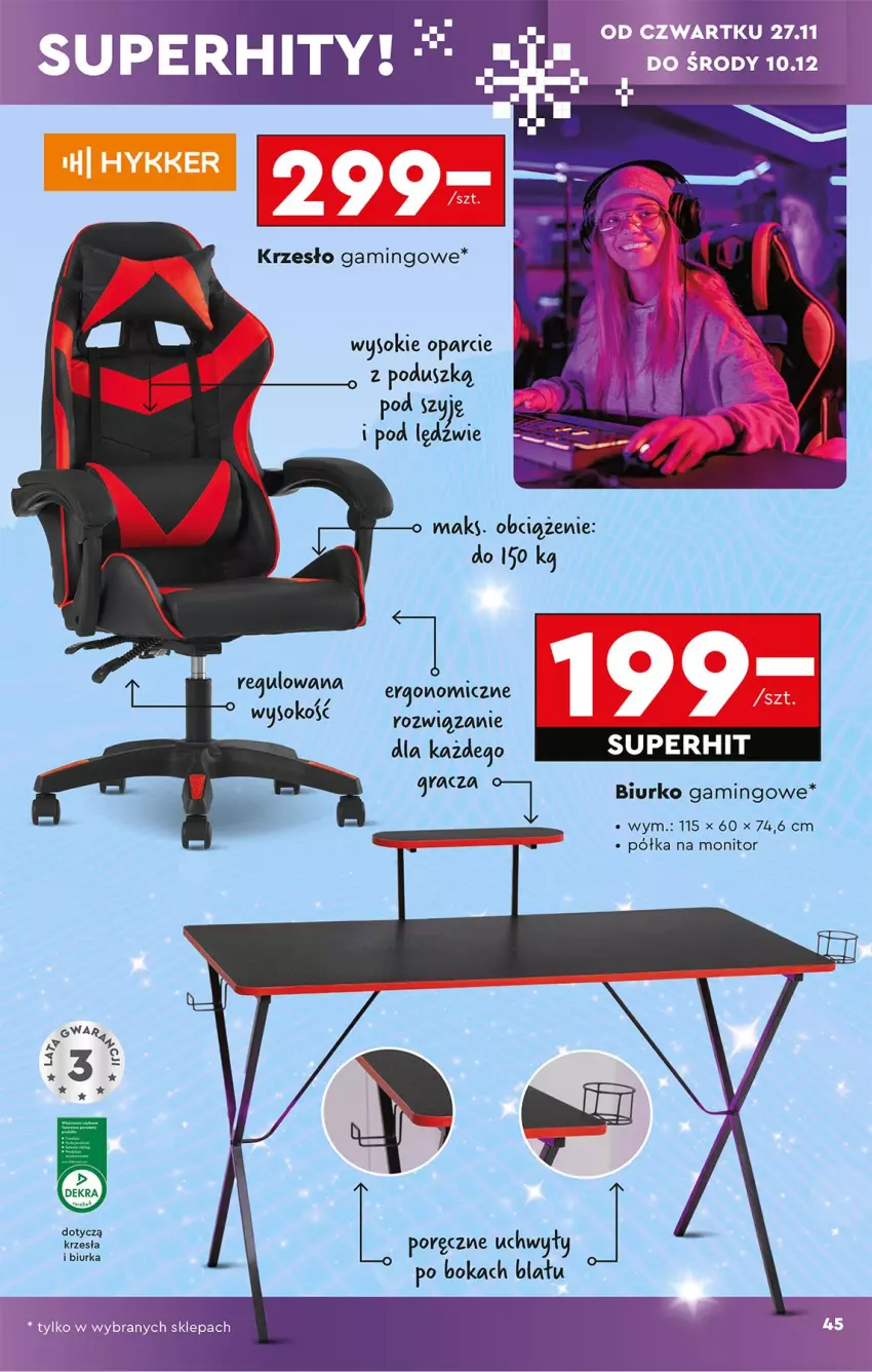 Gazetka promocyjna Biedronka - Okazje Tygodnia - ważna 22.11 do 06.12.2025 - strona 47 - produkty: Biurka, Biurko, Krzesło, Monitor, Półka, Por, Sok, Uchwyty