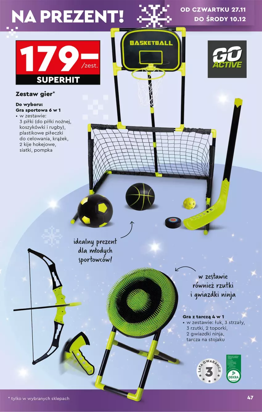 Gazetka promocyjna Biedronka - Okazje Tygodnia - ważna 22.11 do 06.12.2025 - strona 49 - produkty: Gra, Kije, Kosz, Noż, Pompka, Por, Sport, Stojak, Top