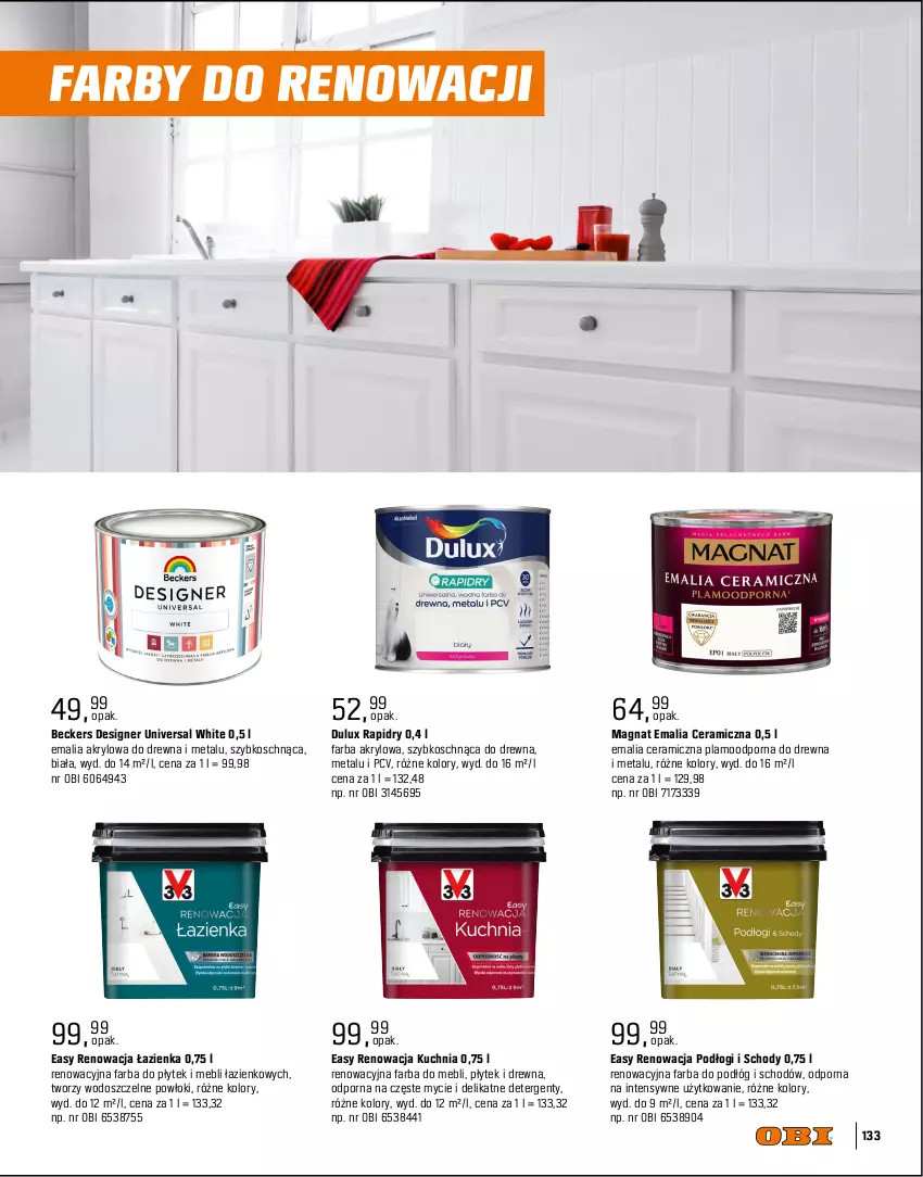 Gazetka promocyjna Obi - Gazetka OBI - ważna 01.09 do 31.12.2025 - strona 133 - produkty: Beckers, Dulux, Fa, Farba akrylowa, Farba lateksowa, Kuchnia, Por