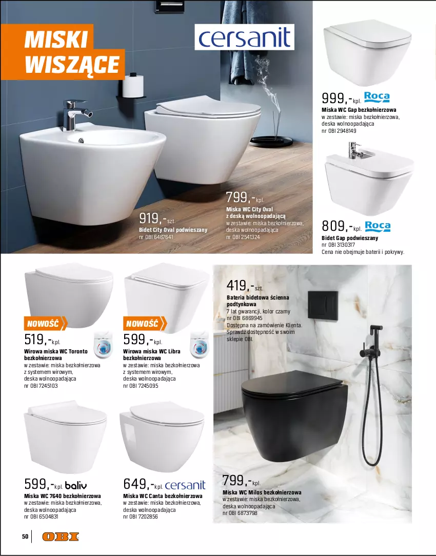 Gazetka promocyjna Obi - Gazetka OBI - ważna 01.09 do 31.12.2025 - strona 50 - produkty: Bateria, Deska wolnoopadająca, Kompakt WC, Miska