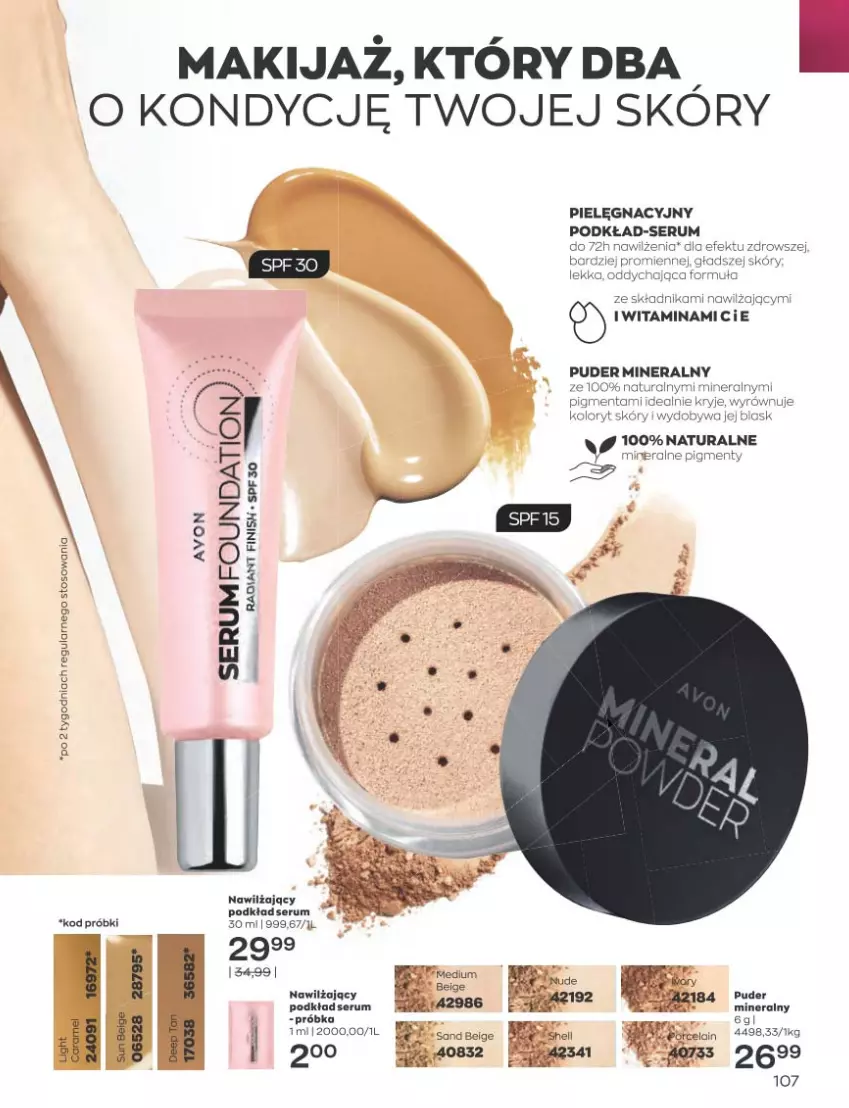 Gazetka promocyjna Avon - Katalog Avon 3/2023 kampania marzec - ważna 01.03 do 31.03.2023 - strona 107 - produkty: Makijaż, Podkład, Puder, Rum, Ser, Serum