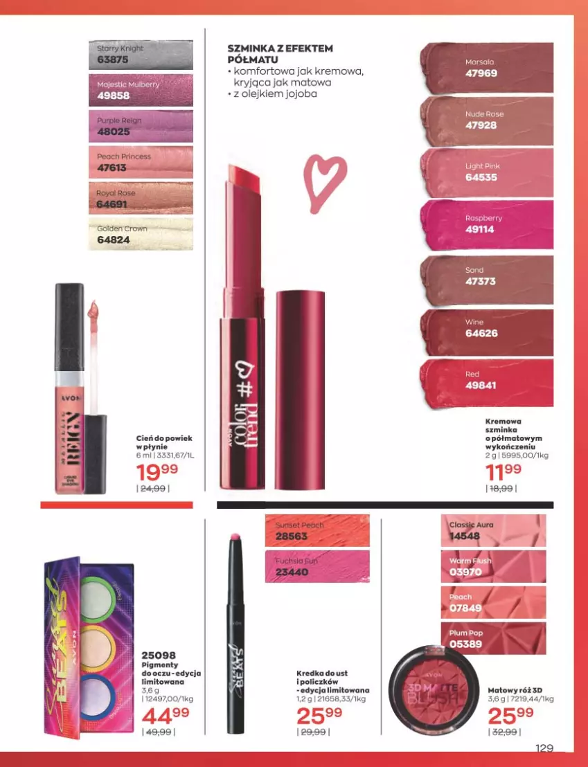 Gazetka promocyjna Avon - Katalog Avon 3/2023 kampania marzec - ważna 01.03 do 31.03.2023 - strona 129 - produkty: Cień, Inka, Kredka, Mars, Olej, Szminka