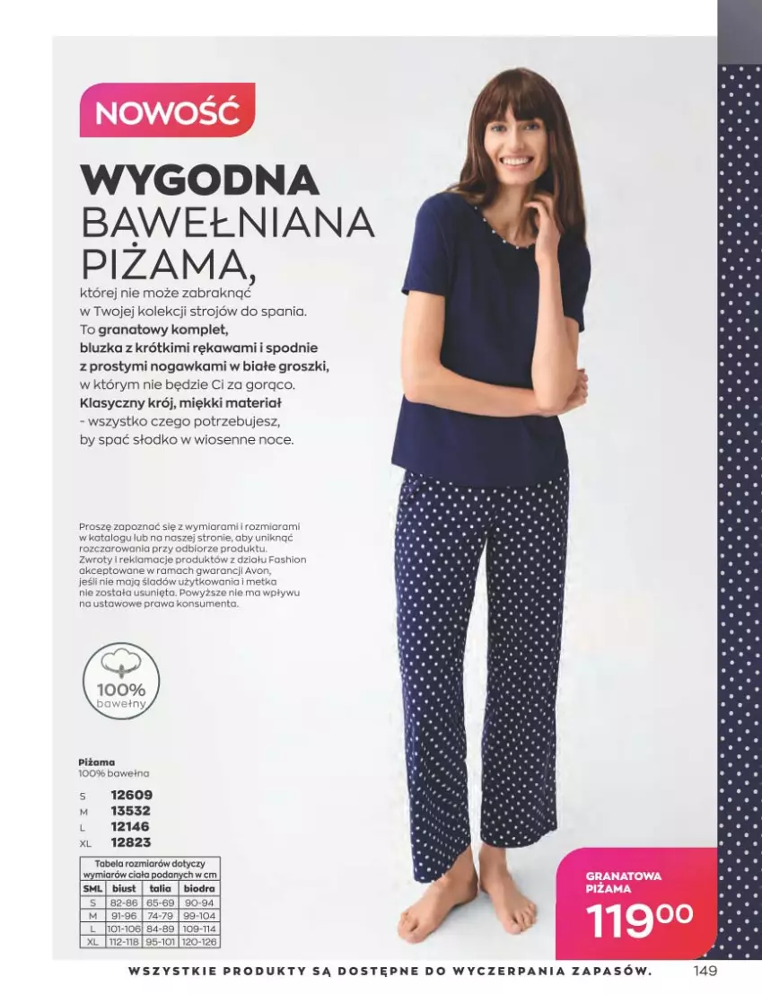 Gazetka promocyjna Avon - Katalog Avon 3/2023 kampania marzec - ważna 01.03 do 31.03.2023 - strona 149 - produkty: Gra, Granat, Kawa, Piżama, Rama, Spodnie