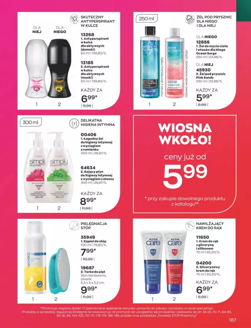 Gazetka promocyjna Avon - Katalog Avon 3/2023 kampania marzec - ważna 01.03 do 31.03.2023 - strona 187 - produkty: Antyperspirant, Kokos, Krem do rąk, Płyn do higieny intymnej, Rum, Tarka, Woda