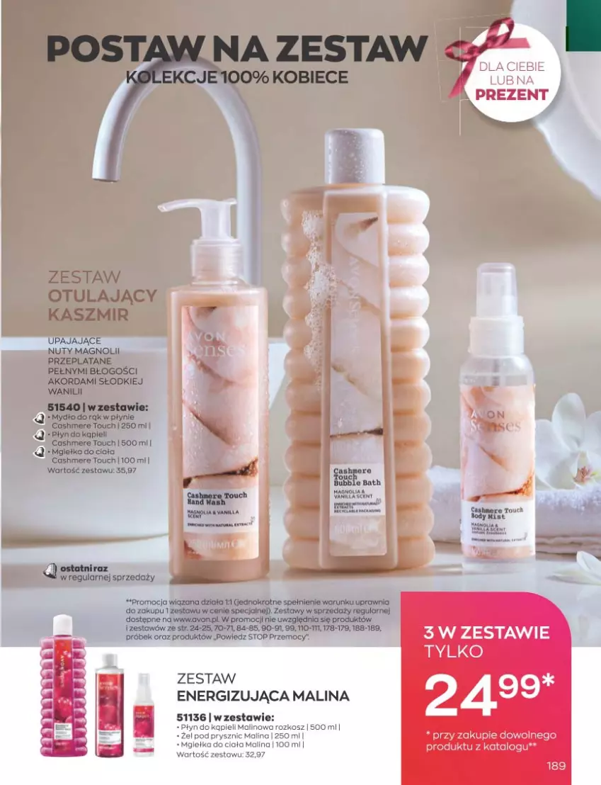 Gazetka promocyjna Avon - Katalog Avon 3/2023 kampania marzec - ważna 01.03 do 31.03.2023 - strona 189 - produkty: Fa, Kosz, Mydło, Nuty, Płyn do kąpieli, Top