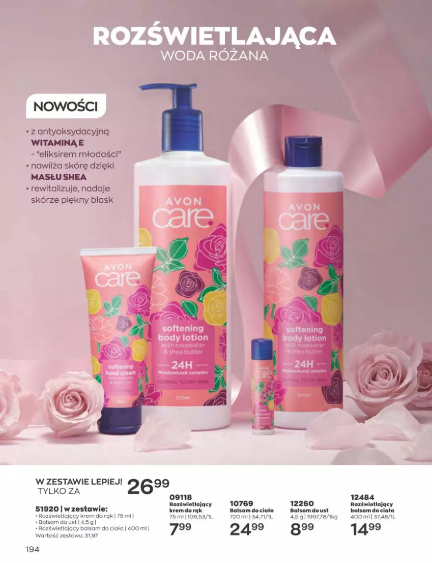 Gazetka promocyjna Avon - Katalog Avon 3/2023 kampania marzec - ważna 01.03 do 31.03.2023 - strona 194 - produkty: Balsam do ciała, Róża, Woda