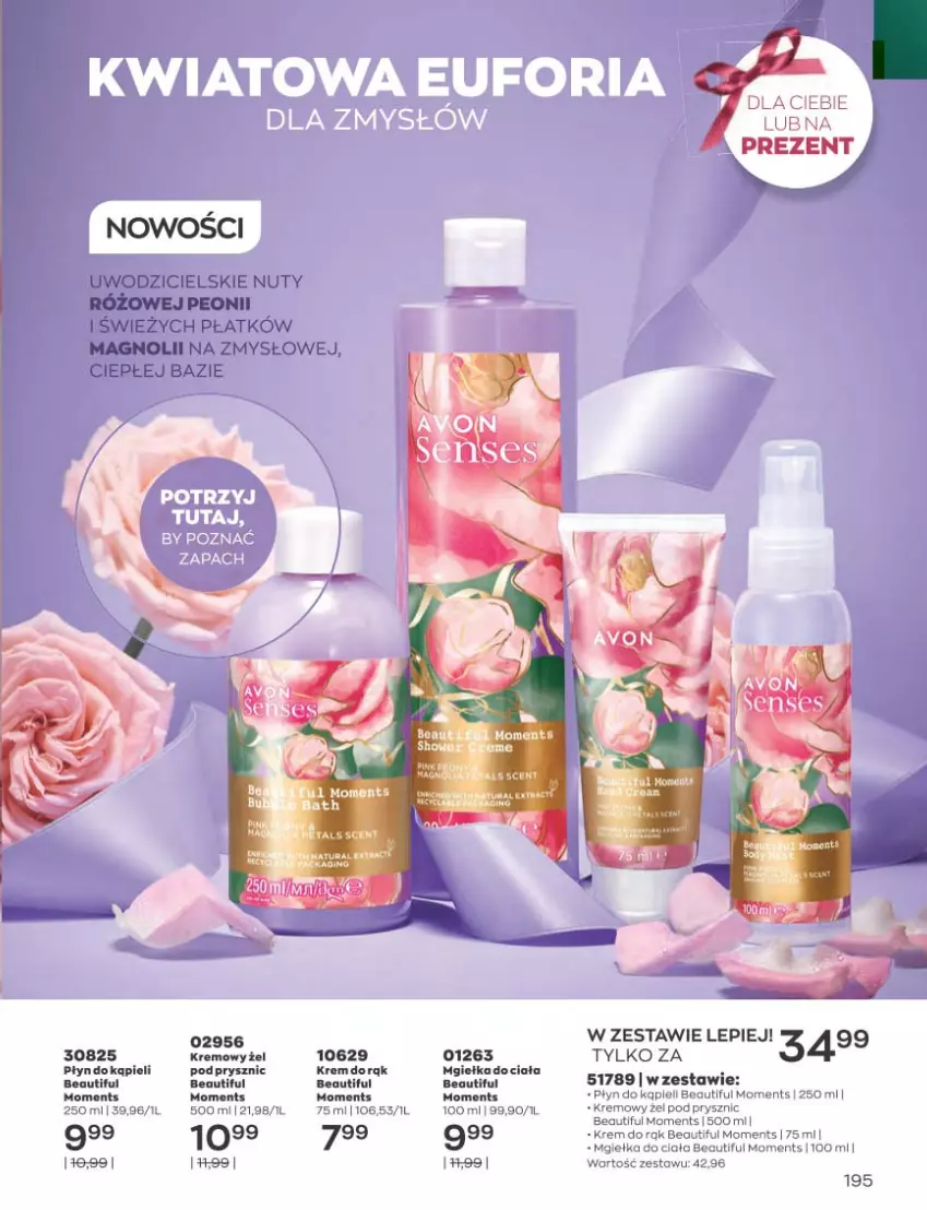 Gazetka promocyjna Avon - Katalog Avon 3/2023 kampania marzec - ważna 01.03 do 31.03.2023 - strona 195 - produkty: Moments, Nuty, Płyn do kąpieli