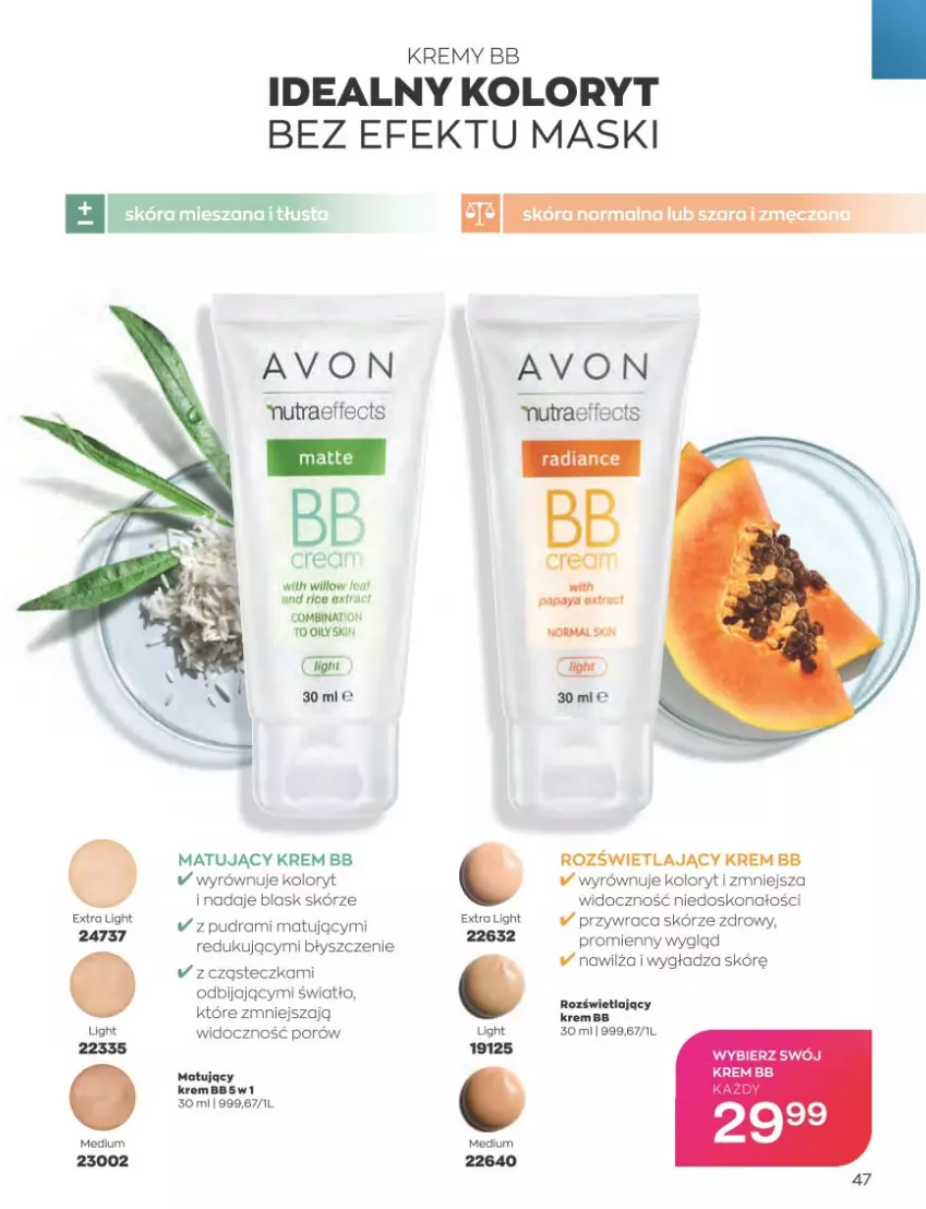 Gazetka promocyjna Avon - Katalog Avon 3/2023 kampania marzec - ważna 01.03 do 31.03.2023 - strona 47 - produkty: Krem bb, Nutraeffects, Por