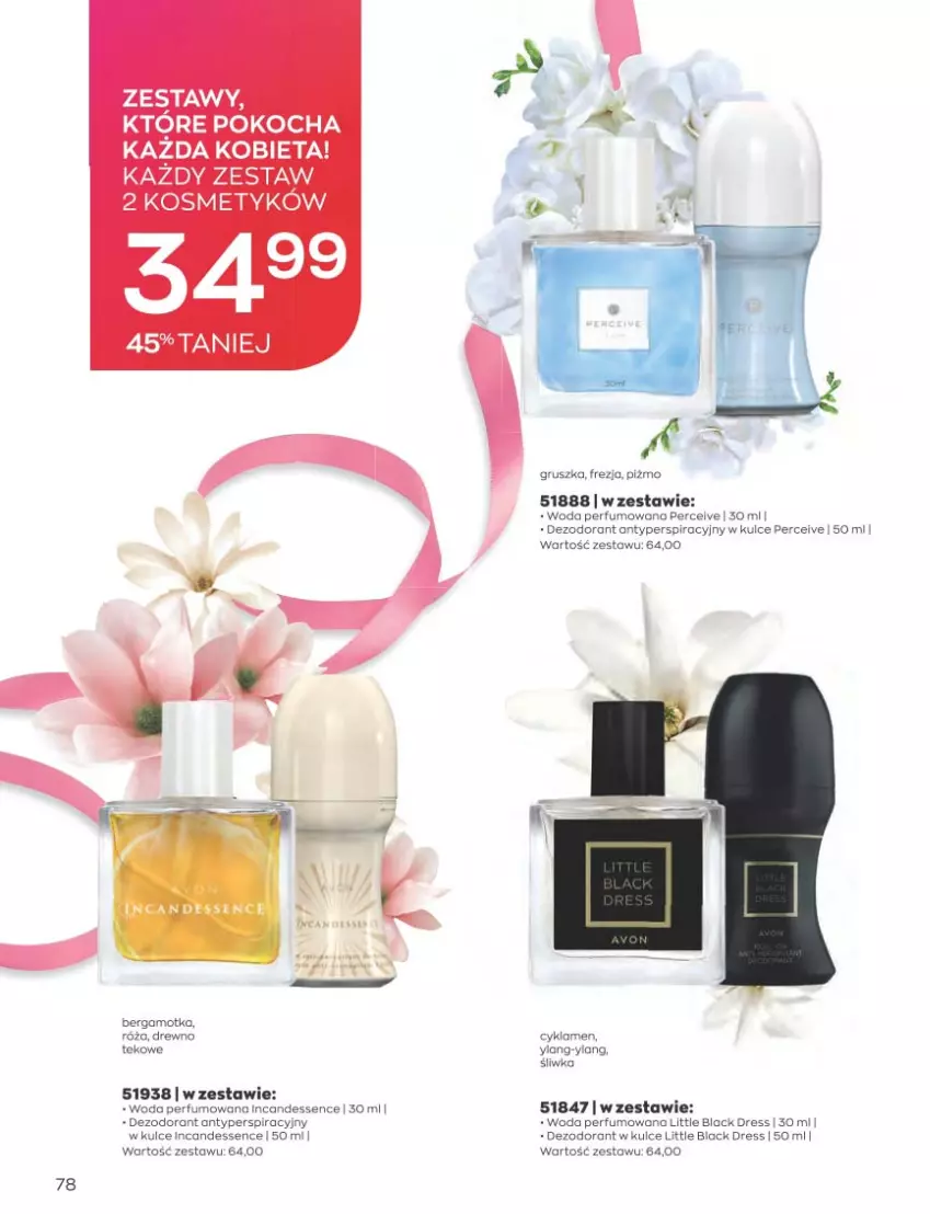 Gazetka promocyjna Avon - Katalog Avon 3/2023 kampania marzec - ważna 01.03 do 31.03.2023 - strona 78 - produkty: Cyklamen, Dezodorant, Dres, Koc, Lack, Perfum, Róża, Szyny, Woda, Woda perfumowana