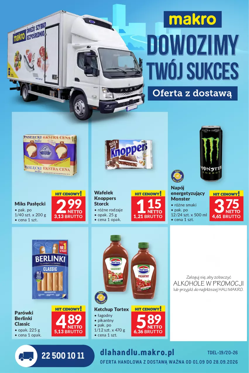 Gazetka promocyjna Makro - Dystrybucja do sklepów - ważna 01.09 do 28.09.2026 - strona 1 - produkty: Alkohole, Berlinki, JBL, Johnnie Walker, Ketchup, Knoppers, Napój, Parówki, Wafelek, Whisky