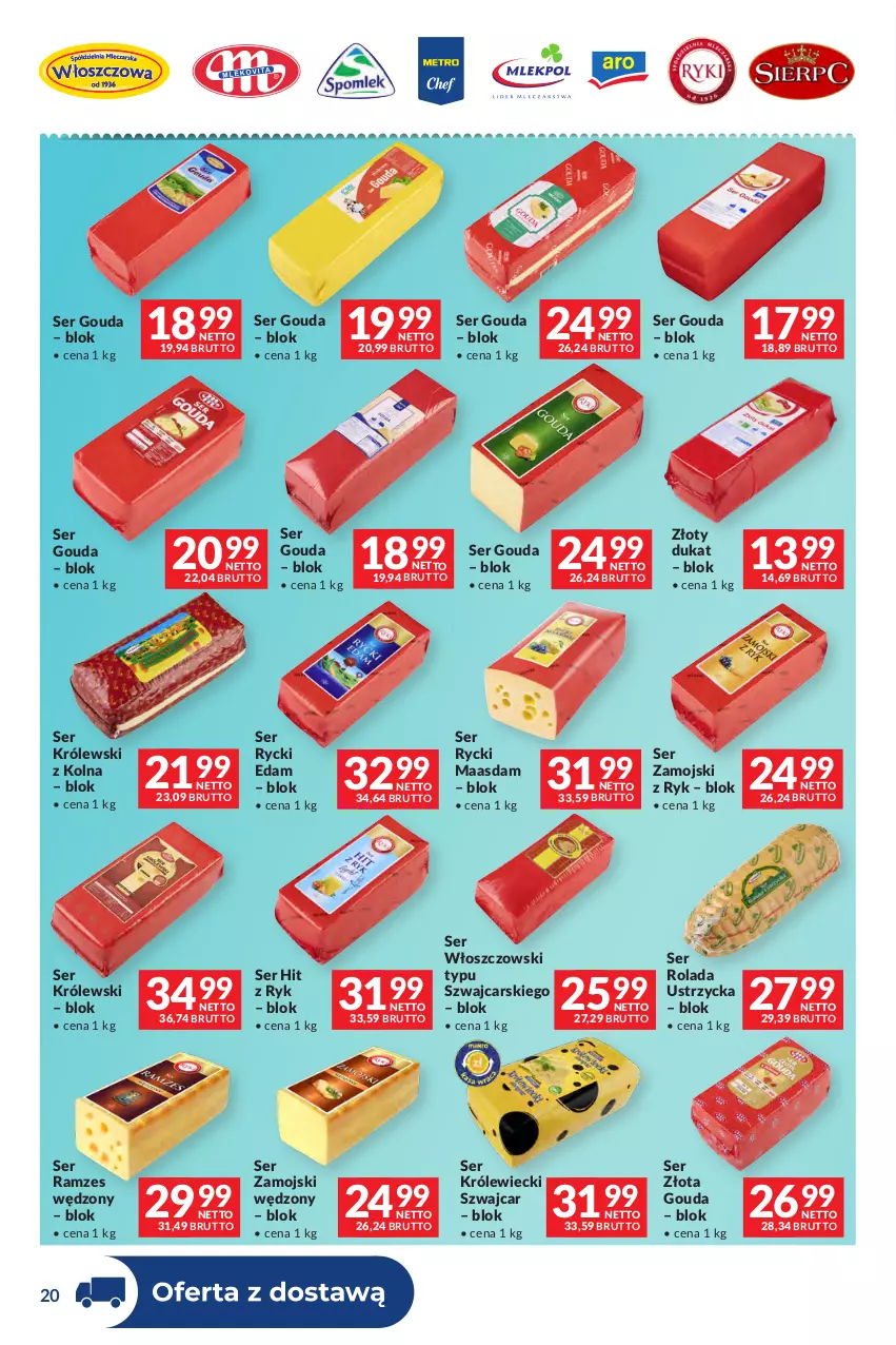 Gazetka promocyjna Makro - Dystrybucja do sklepów - ważna 01.09 do 28.09.2026 - strona 20 - produkty: Cars, Edam, Gouda, Królewski, Maasdam, Rolada, Rolada Ustrzycka, Rycki Edam, Ser, Ser Królewiecki, Włoszczowski, Złoty dukat