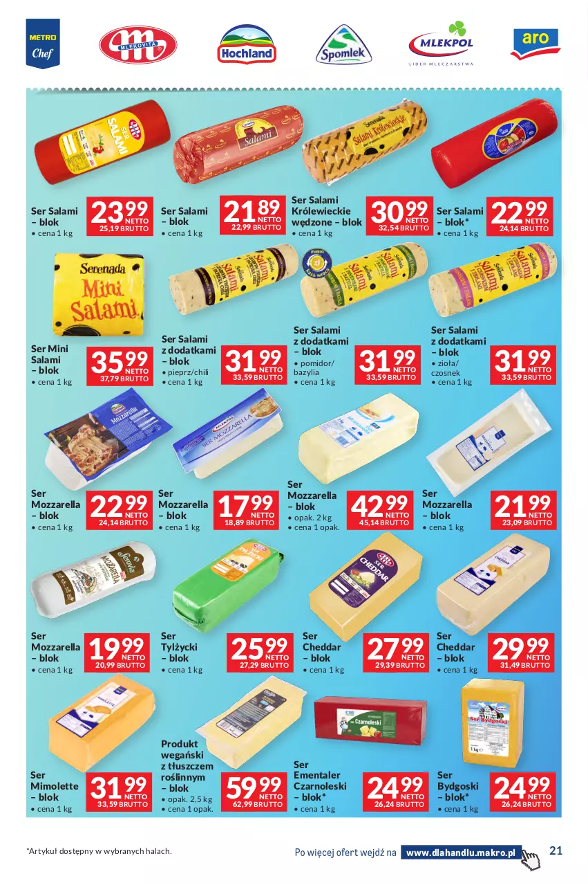 Gazetka promocyjna Makro - Dystrybucja do sklepów - ważna 01.09 do 28.09.2026 - strona 21 - produkty: Bazyl, Bazylia, Cheddar, Czosnek, Ementaler, Mimolette, Mozzarella, Pieprz, Salami, Ser, Ser salami, Ser tylżycki