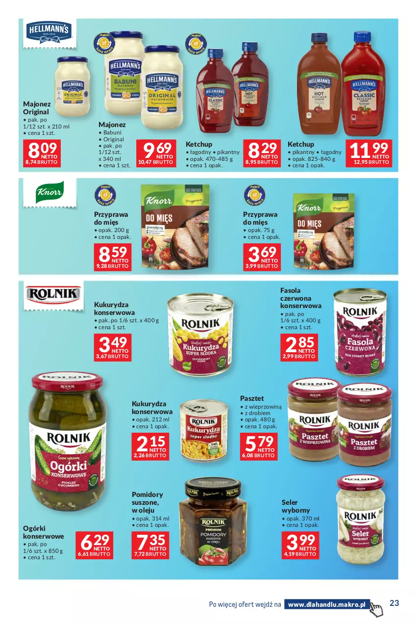 Gazetka promocyjna Makro - Dystrybucja do sklepów - ważna 01.09 do 28.09.2026 - strona 23 - produkty: Babuni, Fa, Fasola, Gin, Ketchup, Kukurydza, Kukurydza konserwowa, Majonez, Ogórki konserwowe, Olej, Pasztet, Pomidory, Ser